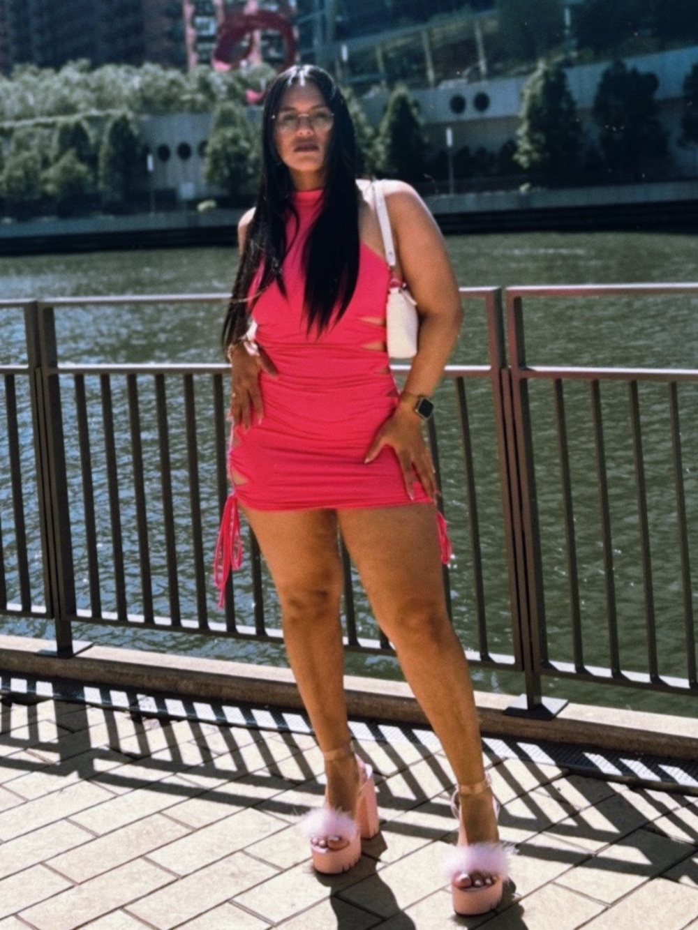 Hot Pink Ruched Mini Dress